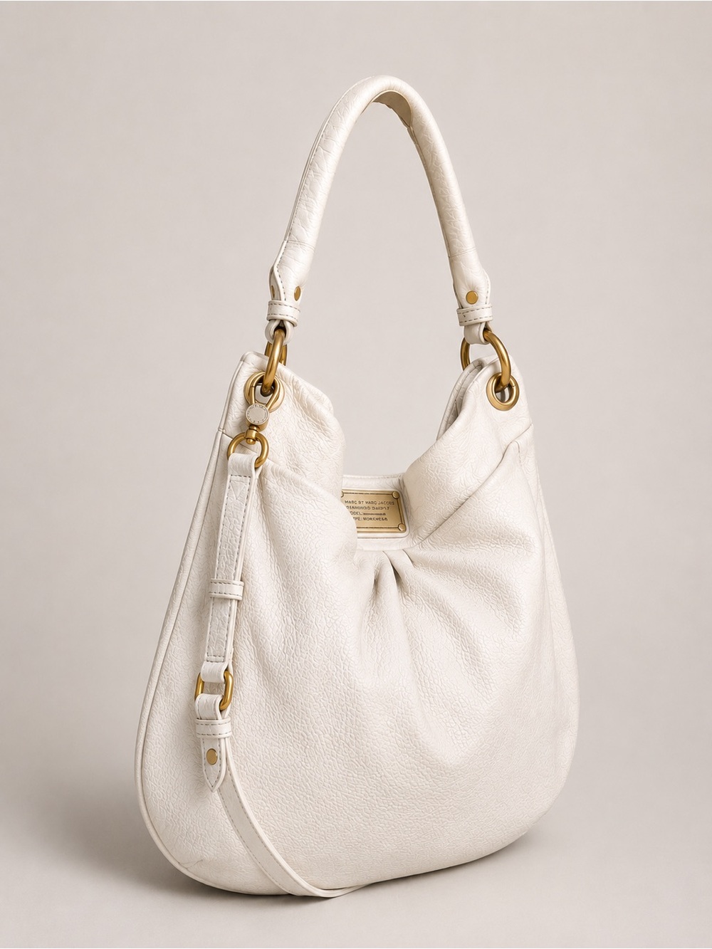 Marc by Marc Jacobs Standard Supply Workwear Hobo White Pebbled Leather Bag - Picture 15 of 16